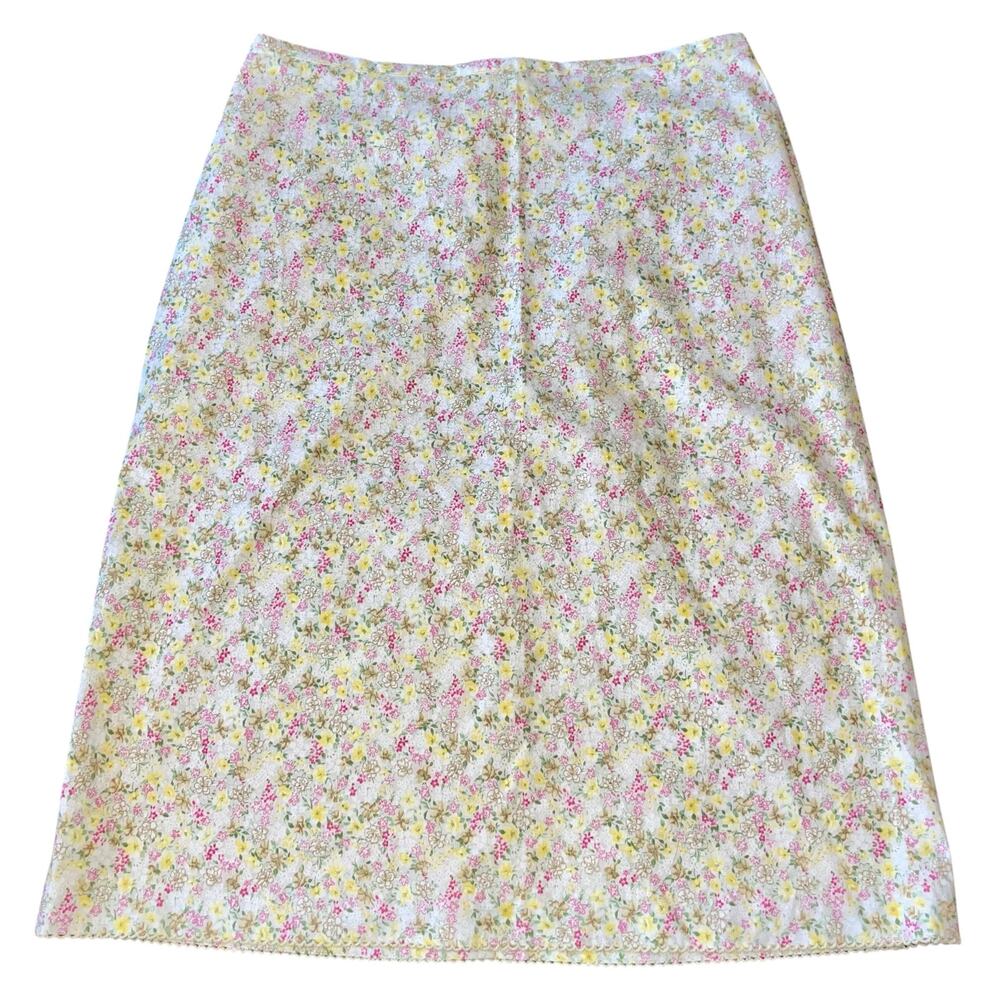 GAP Floral Midi Skirt in Cream with Pink and Yellow Flowers